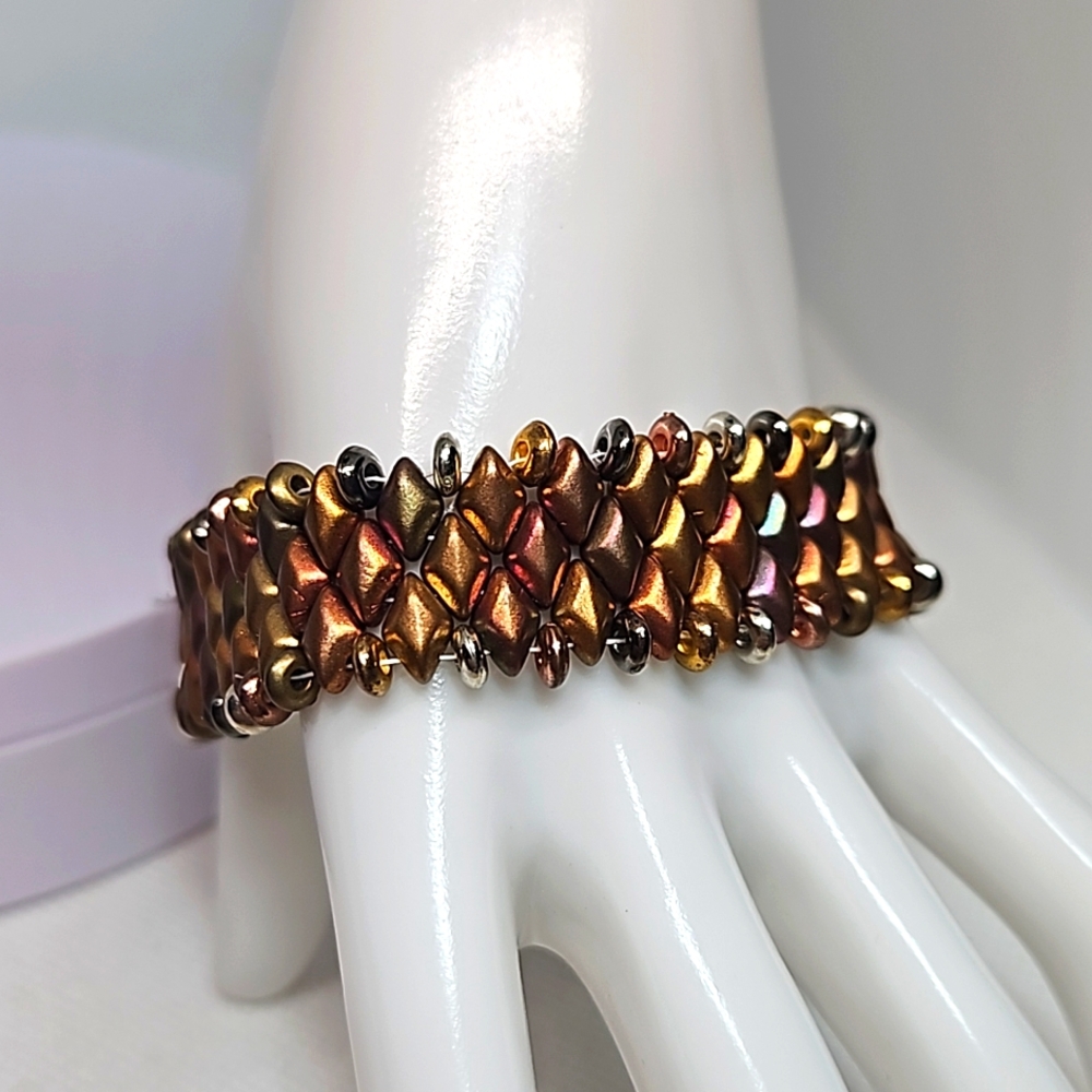 Czech Glass Hand  Crafted Beaded Bracelet in Browns.